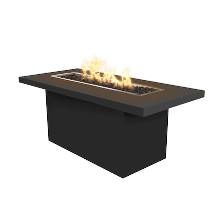 The Outdoor Plus 48 Rectangular Bella Fire Table, Powder Coated Metal, Black, Plug, Play Electronic Ignition, Natural Gas OPT-BELLPC4830EKIT-BLK-NG
